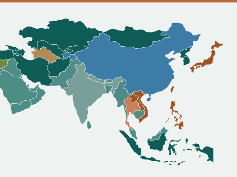 Map of power plug types across Asia