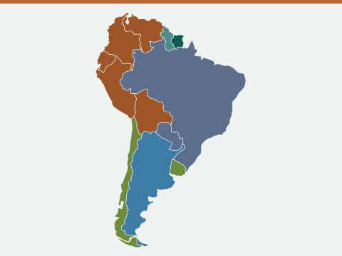 Map of power plug types across South America